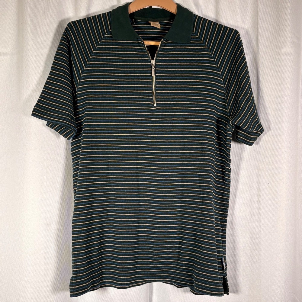 Vintage 90s Levis Half Zip Polo Shirt M USA Saipan Striped Grunge Hipster